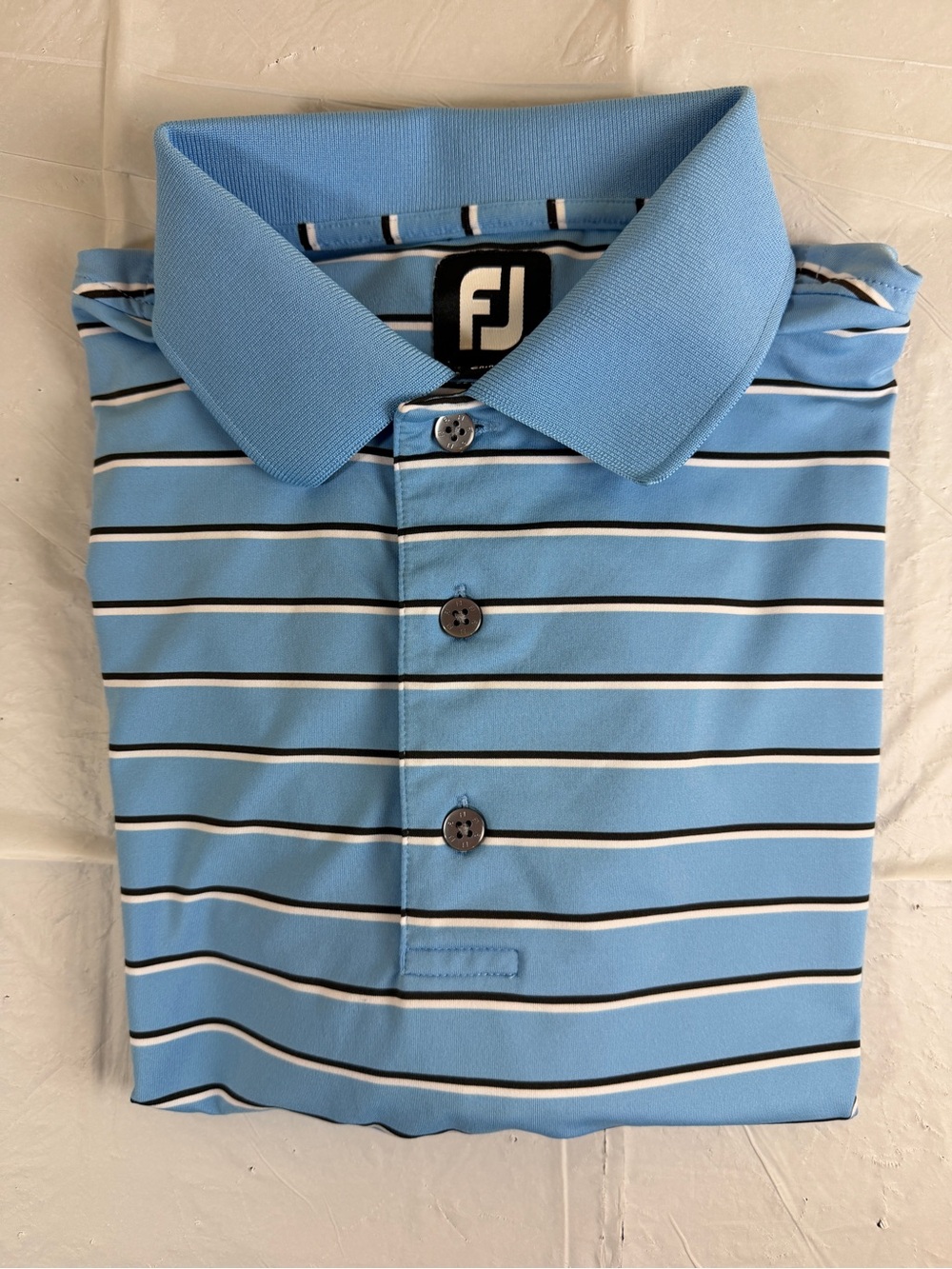 FootJoy Light Blue Polo with Black and White Stripes